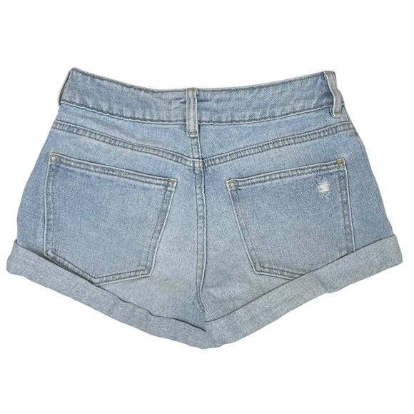 2/$30 PacSun Mom Jean Shorts Distressed Blue Denim Cuffed Light Wash Size 23 - Picture 7 of 11